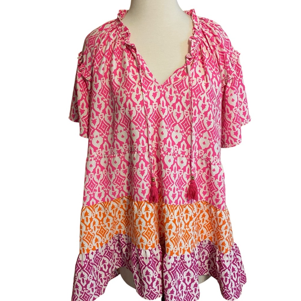 Cato Pink and Cream Patterned Dress